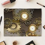 Steampunk, Golden Design With Clocks And Gears Cosmetic Bag (XL) Front