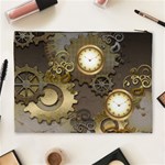 Steampunk, Golden Design With Clocks And Gears Cosmetic Bag (XL) Back