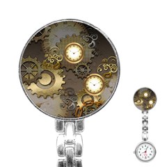 Steampunk, Golden Design With Clocks And Gears Stainless Steel Nurses Watches by FantasyWorld7