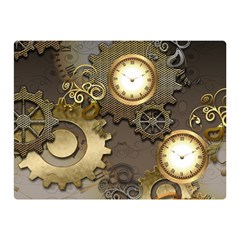 Steampunk, Golden Design With Clocks And Gears Double Sided Flano Blanket (mini)  by FantasyWorld7