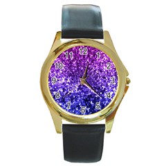 Midnight Glitter Round Gold Metal Watches by KirstenStar