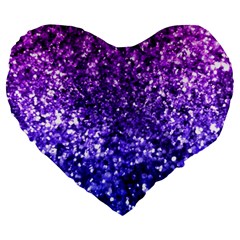 Midnight Glitter Large 19  Premium Flano Heart Shape Cushions by KirstenStar