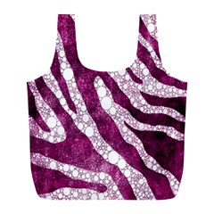 Purple Zebra Print Bling Pattern  Full Print Recycle Bags (l) 