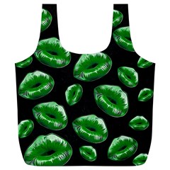 Sassy Florescent Green Lips Full Print Recycle Bags (l)  by OCDesignss