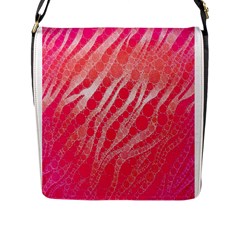 Florescent Pink Zebra Pattern  Flap Messenger Bag (l)  by OCDesignss