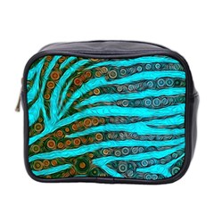 Turquoise Blue Zebra Abstract  Mini Toiletries Bag 2-side by OCDesignss