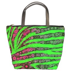 Florescent Green Zebra Print Abstract  Bucket Bags