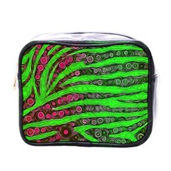 Florescent Green Zebra Print Abstract  Mini Toiletries Bags