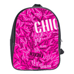 Hot Pink Chic Typography  School Bags(large) 