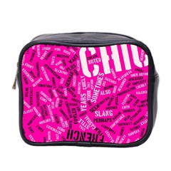 Hot Pink Chic Typography  Mini Toiletries Bag 2-side