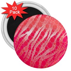 Florescent Pink Zebra Pattern  3  Magnets (10 Pack)  by OCDesignss