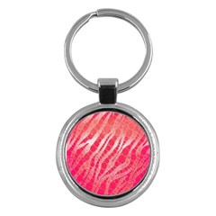 Florescent Pink Zebra Pattern  Key Chains (round)  by OCDesignss