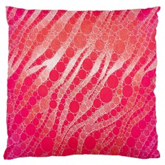 Florescent Pink Zebra Pattern  Large Flano Cushion Cases (two Sides)  by OCDesignss