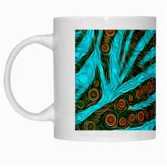 Turquoise Blue Zebra Abstract  White Mugs by OCDesignss