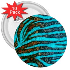 Turquoise Blue Zebra Abstract  3  Buttons (10 Pack)  by OCDesignss