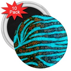 Turquoise Blue Zebra Abstract  3  Magnets (10 Pack)  by OCDesignss