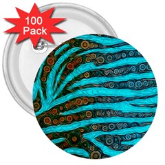 Turquoise Blue Zebra Abstract  3  Buttons (100 Pack)  by OCDesignss