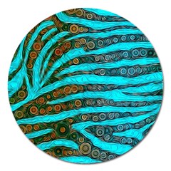 Turquoise Blue Zebra Abstract  Magnet 5  (round) by OCDesignss