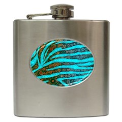 Turquoise Blue Zebra Abstract  Hip Flask (6 Oz) by OCDesignss