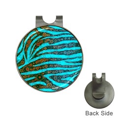 Turquoise Blue Zebra Abstract  Hat Clips With Golf Markers by OCDesignss