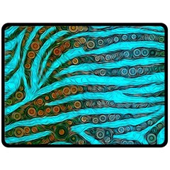 Turquoise Blue Zebra Abstract  Fleece Blanket (large)  by OCDesignss