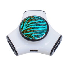 Turquoise Blue Zebra Abstract  3-port Usb Hub by OCDesignss