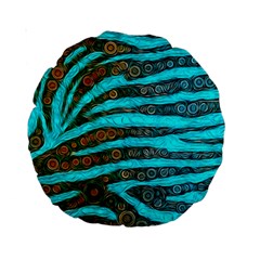 Turquoise Blue Zebra Abstract  Standard 15  Premium Round Cushions by OCDesignss