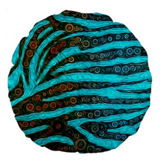 Turquoise Blue Zebra Abstract  Large 18  Premium Round Cushions by OCDesignss