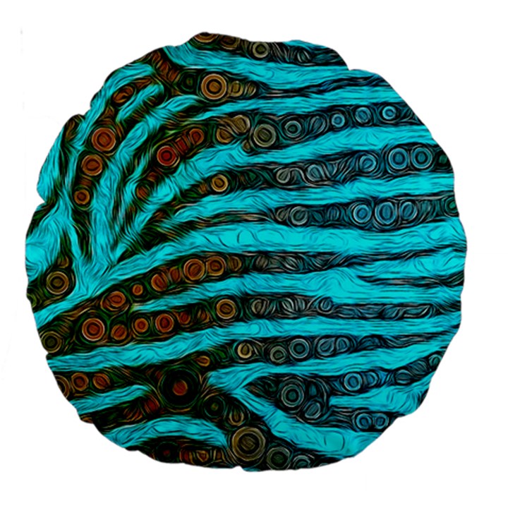 Turquoise Blue Zebra Abstract  Large 18  Premium Round Cushions