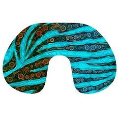 Turquoise Blue Zebra Abstract  Travel Neck Pillows by OCDesignss