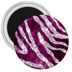 Purple Zebra Print Bling Pattern  3  Magnets by OCDesignss