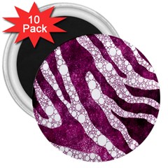 Purple Zebra Print Bling Pattern  3  Magnets (10 Pack)  by OCDesignss