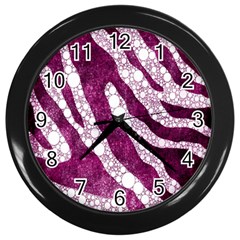 Purple Zebra Print Bling Pattern  Wall Clocks (black) by OCDesignss