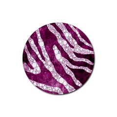 Purple Zebra Print Bling Pattern  Rubber Coaster (round)  by OCDesignss