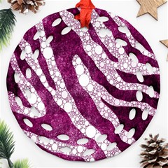 Purple Zebra Print Bling Pattern  Round Filigree Ornament (2side) by OCDesignss