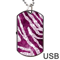 Purple Zebra Print Bling Pattern  Dog Tag Usb Flash (one Side) by OCDesignss