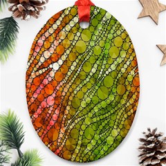 Orange Green Zebra Bling Pattern  Ornament (oval)  by OCDesignss