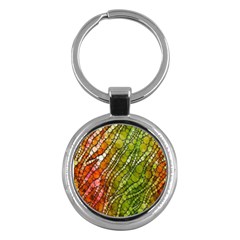 Orange Green Zebra Bling Pattern  Key Chains (round)  by OCDesignss