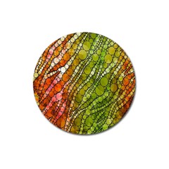 Orange Green Zebra Bling Pattern  Magnet 3  (round) by OCDesignss