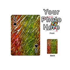 Orange Green Zebra Bling Pattern  Playing Cards 54 (mini)  by OCDesignss