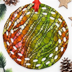 Orange Green Zebra Bling Pattern  Ornament (round Filigree)  by OCDesignss