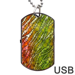 Orange Green Zebra Bling Pattern  Dog Tag Usb Flash (two Sides)  by OCDesignss