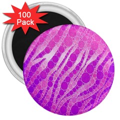 Florescent Pink Zebra Pattern  3  Magnets (100 Pack) by OCDesignss