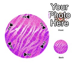 Florescent Pink Zebra Pattern  Playing Cards 54 (round)  by OCDesignss