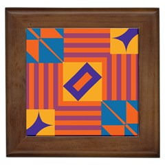 Shapes And Stripes Symmetric Design Framed Tile by LalyLauraFLM