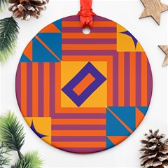 Shapes And Stripes Symmetric Design Ornament (round) by LalyLauraFLM