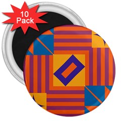 Shapes And Stripes Symmetric Design 3  Magnet (10 Pack) by LalyLauraFLM