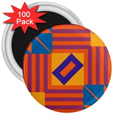 Shapes And Stripes Symmetric Design 3  Magnet (100 Pack) by LalyLauraFLM