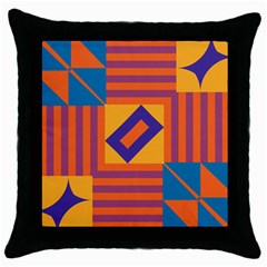 Shapes And Stripes Symmetric Design Throw Pillow Case (black) by LalyLauraFLM