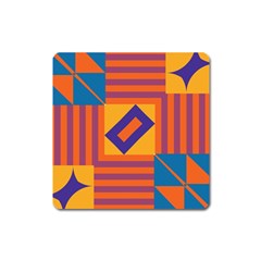 Shapes And Stripes Symmetric Design Magnet (square) by LalyLauraFLM